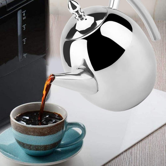 1.8L Stainless Steel Kettle Teapot Thicker with Filter Hotel Tea Pot | Coffee Pot | Cooker Tea Kettle | Mirror Polished (Silver)
