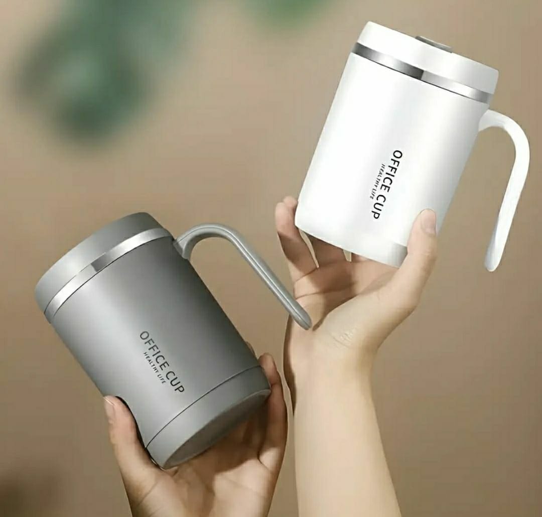 Stainless Steel Coffee Mug | Office Cup | Tea Cup | Insulated Coffee Mug with Handle | Premium Clear Cap Mug with Lid for Coffee,Tea &amp;Milk 500 ml (Random color)