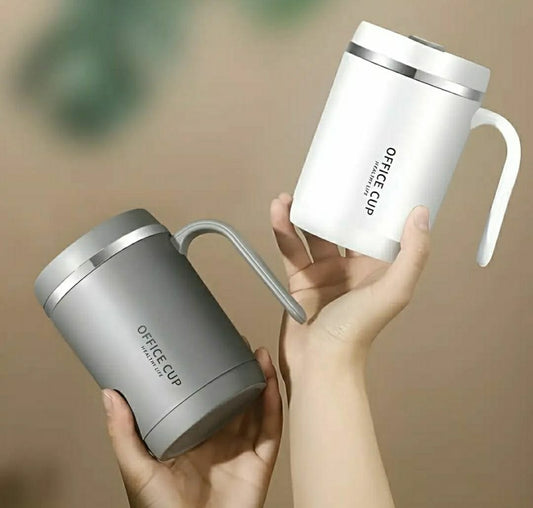 Stainless Steel Coffee Mug | Office Cup | Tea Cup | Insulated Coffee Mug with Handle | Premium Clear Cap Mug with Lid for Coffee,Tea &Milk 500 ml (Random color)