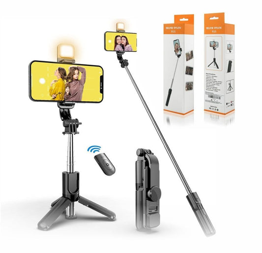 R1s Bluetooth Selfie Stick Tripod with Remote and Light